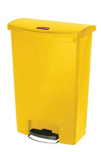 Poubelle de recyclage DENIOS en polyéthylène (PE), pédale sur le côté large, 90 litres, jaune, 242-417