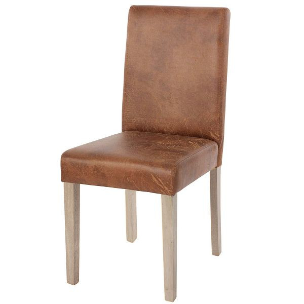 Chaise de salle à manger Mendler Littau, chaise de cuisine, tissu/textile, imitation daim, pieds marron, 74396