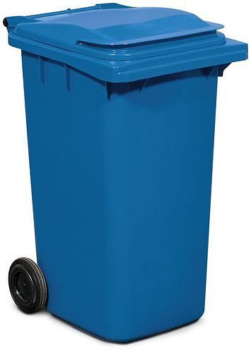DENIOS Fahrbare Großmülltonne aus Kunststoff, 120 Liter Volumen, blau, 116189