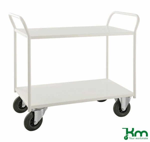 Kongamek 2 Étagères Chariot Étagère Entièrement Soudé 1070x550x1000mm Blanc 2 Fixe 2 Pivotant Avec Frein KM4168B