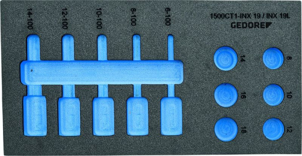 GEDORE insert en mousse vide, jeu d'embouts de tournevis 1/2'', CT, 2957949