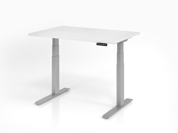 Bureau Hammerbacher XDKB12, 120 x 80 cm, plateau : blanc, épaisseur 25 mm, chant épais en ABS, forme rectangulaire, VXDKB12/W/S