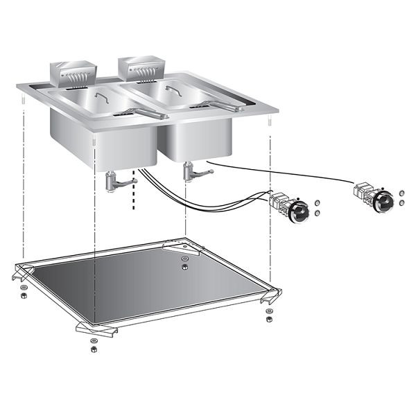Friteuse encastrable Gastro-Inox 10 + 10 litres 10kW, 60cm, 160.521