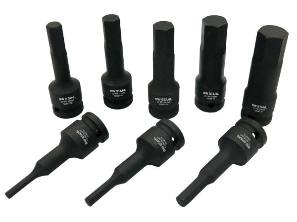 Embouts de tournevis SW-Stahl IMPACT, 1/2", six pans creux, 5-19 mm, 8 pièces, S5481