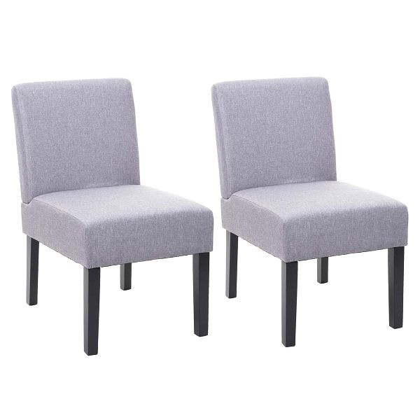 Mendler Lot de 2 chaises de salle à manger HWC-F61, chaise lounge chair, tissu/textile, gris, 70173