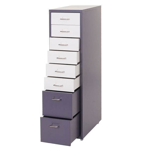 Mendler Boston T851 roll container, armoire à tiroirs en acier, 110x28x41cm 8 tiroirs, gris foncé blanc-gris foncé, 72289