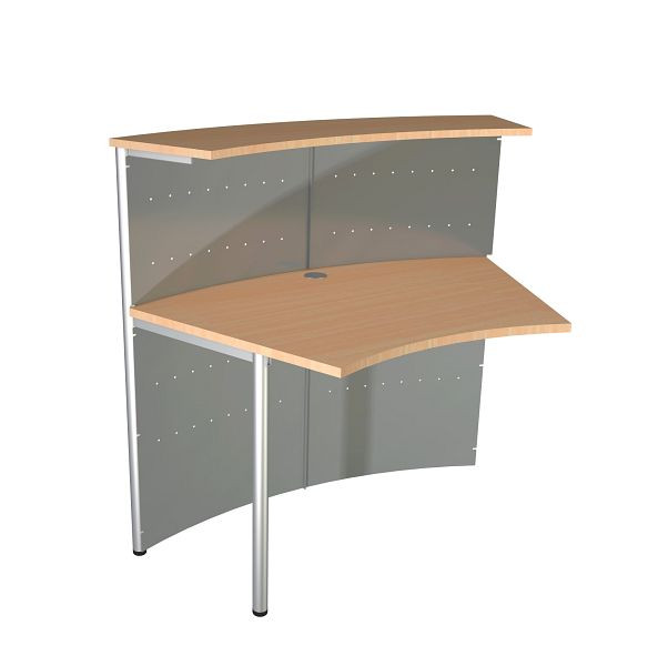 Kerkmann comptoir compact Gênes comptoir complémentaire 45°, L 1180 x P 700 x H 1150 mm, aluminium argent/hêtre, 22399114