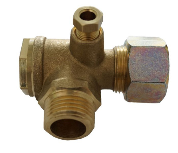 Clapet anti-retour AEROTEC 3/4 pouce AG - tuyau 14 mm - avec raccord de décharge, 9048024