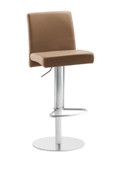 Tabouret de bar et de comptoir Mayer Sitzmöbel , structure en acier inoxydable, coque d'assise rembourrée avec coutures, hauteur d'assise 56 - 81 cm, marron clair, 1243_04_30485