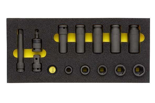 Jeu de douilles de puissance ELORA Impact 1/2 ", hexagone, 17 pièces, OMS-24, 0000412401000