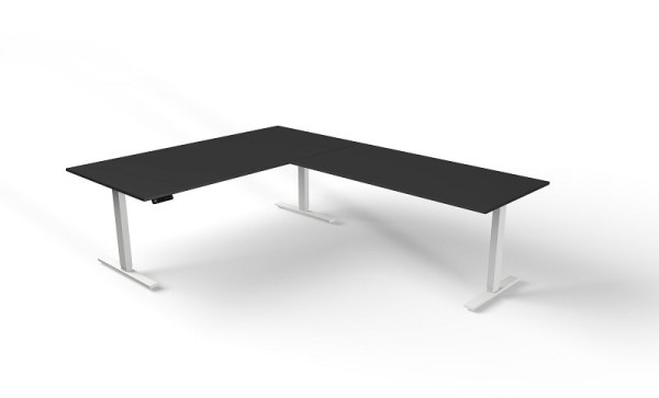 Table assis/debout Kerkmann L 2000 x P 1000 mm avec élément rapporté, réglable en hauteur électriquement de 720 à 1200 mm, Move 3, couleur : anthracite, 10384213