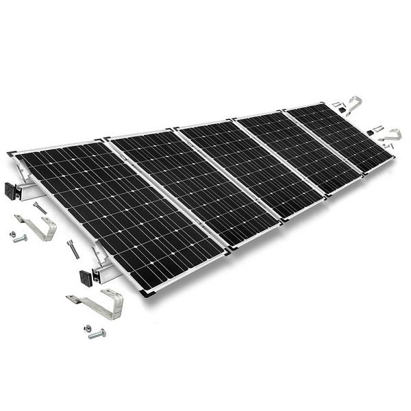 Kit de montage Offgridtec avec crochet de toit à queue simple pour installation sur toit en pente 5 panneaux solaires hauteur du cadre 35 mm, 8-01-013770-010