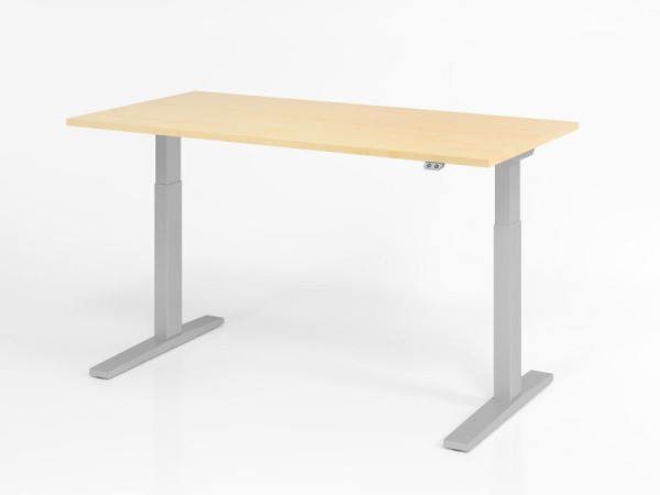 Bureau Hammerbacher XMKA16, 160 x 80 cm, plateau : érable, épaisseur 25 mm, chant épais en ABS, forme rectangulaire, VXMKA16/3/S