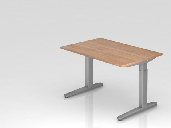 Bureau Hammerbacher pied C 120x80cm noyer/argent, forme rectangulaire, VXB12/N/SS