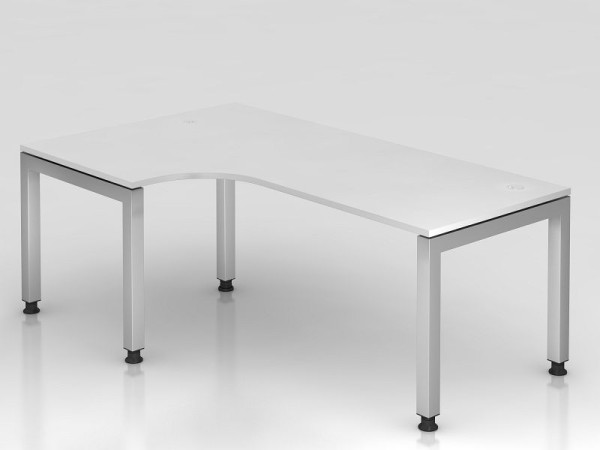 Hammerbacher table d'angle pied en U carré 200x120cm 90° blanc, forme d'angle 90°, plateau flottant, VJS82/W/S