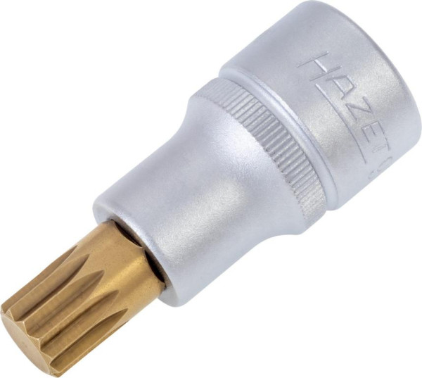 Douille tournevis Hazet, carré creux 12,5 mm, profil multident interne XZN, M12, version courte avec moletage, 990-12