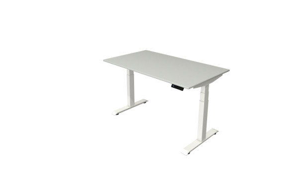 Kerkmann table debout/assise Move 4 nouveau 140 x 80 cm cadre blanc, plateau gris clair, 10091011