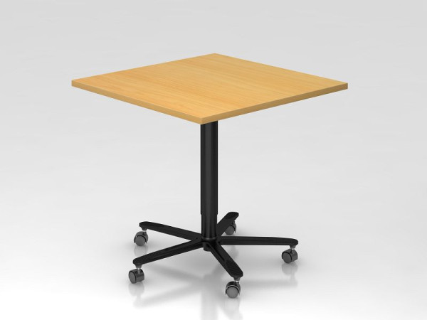 Table élévatrice colonne Hammerbacher 80x80cm hêtre/noir, cadre noir, VST88/6/D