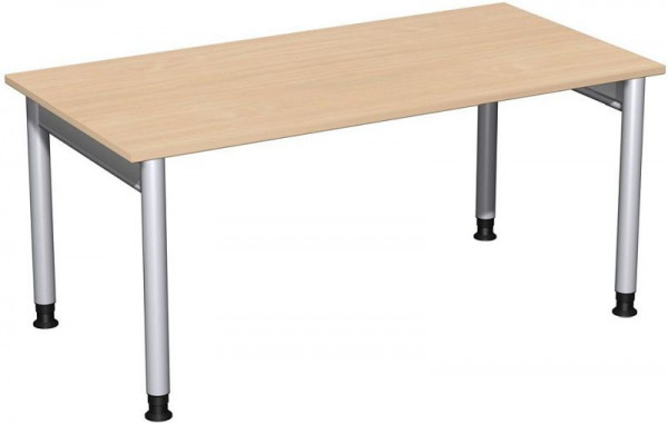 Bureau geramöbel réglable en hauteur, 1600x800x680-820, hêtre/argent, N-657103-BS