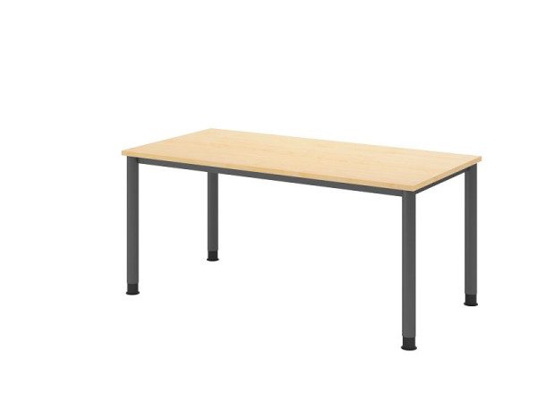 Bureau Hammerbacher HS16, 160 x 80 cm, plateau : érable, épaisseur 25 mm, structure 4 pieds en graphite, hauteur de travail 68,5-81 cm, VHS16/3/G