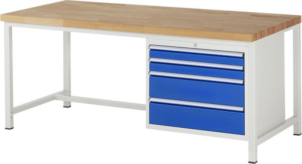 Etabli RAU série 8000 - modèle 8261, L2000 x P900 x H840-1040 mm, base système L1995 x P850 x H800-1000 mm, 03-8261A1-209B4H.11