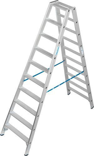 Escabeau Krause en aluminium, accessible des deux côtés, 2 x 10 marches R 13, 307630