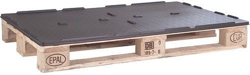 Couvre-palette DENIOS, en ABS-RE, 805 x 1205 x 30 mm, avec bord et croix centrale, lot de 5, 312673