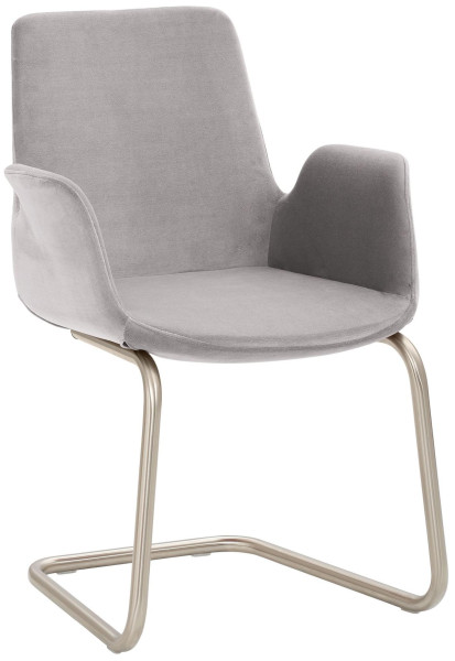 Fauteuil Mayer Sitzmöbel , structure luge, aspect acier inoxydable chromé brossé, gris-bleu, 2009_F4_30604