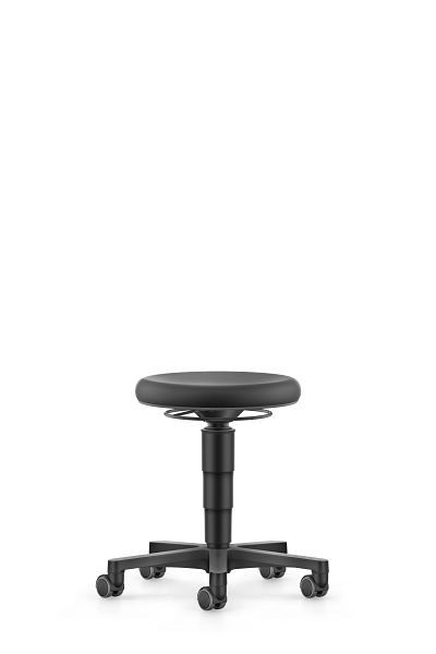 tabouret bimos Allround à roulettes, PU noir, hauteur d'assise 450-650 mm, anneau de couleur gris, 9463-2000-3278