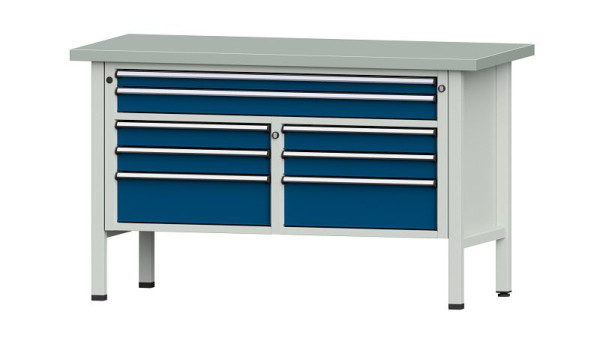 Établis ANKE Établi en caisson, modèle 259 V, 1500 x 700 x 890 mm, RAL 7035/5010, ZBP 40 mm, 304.157
