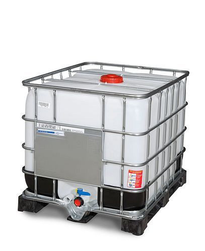 Conteneur IBC DENIOS, palette PE, 800 l, ouverture NW150, sortie NW50, 266-153