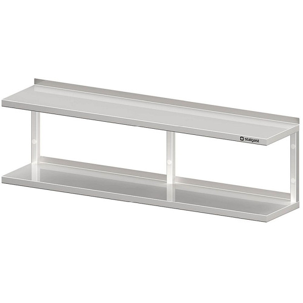 Étagère murale double Stalgast avec équerres 1700x300x400 mm réglable en hauteur, soudée, VWB17305