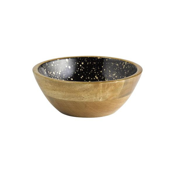 Bol APS "MANGO", bois de manguier, revêtement intérieur en résine époxy, Ø 20 cm, 0,8 litre, noir-or, 01050