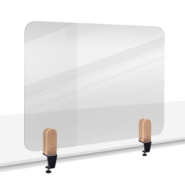 Cloison de table transparente Legamaster ELEMENTS 60x80cm acrylique avec 2 pinces de table, 7-209710