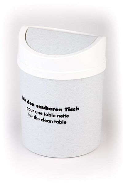 Seau de table APS, environ Ø 12 cm, hauteur : 18 cm, SAN, blanc / granit, avec couvercle pivotant amovible, 00031