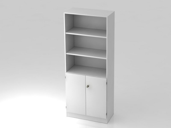 Armoire Hammerbacher 5OH, portes 2OH, panneau de base, poignée rayée blanc/blanc, 80x42x200,4 cm (LxPxH), V6770/W/W/SG