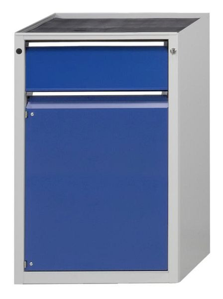 Armoire latérale ANKE; 660 x 615 x 980 mm; RAL 7035/5010; Baignoire avec tapis antidérapant; 1 tiroir 180 mm; 1 porte 720 mm, 600.300