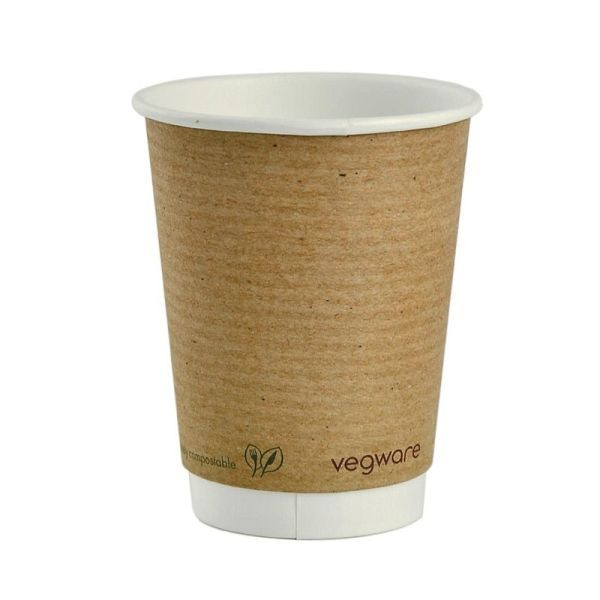 Gobelets pour boissons chaudes compostables à double paroi Vegware 340 ml, UE: 500 pièces, GH021