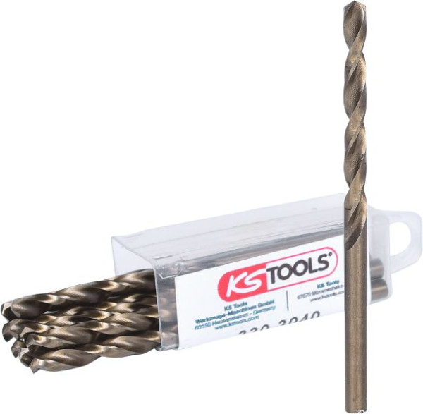 KS Tools Foret hélicoïdal HSS-G Co 5, 4 mm, paquet de 10, 330.3040