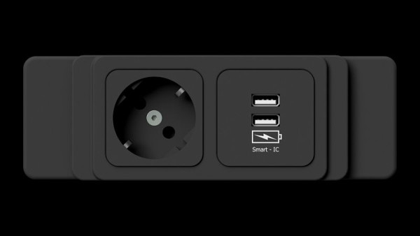 Établis ANKE Module d'énergie Mayer, 178 x 59 x 41 mm, 1 x Schuko, chargeur USB, 900.119