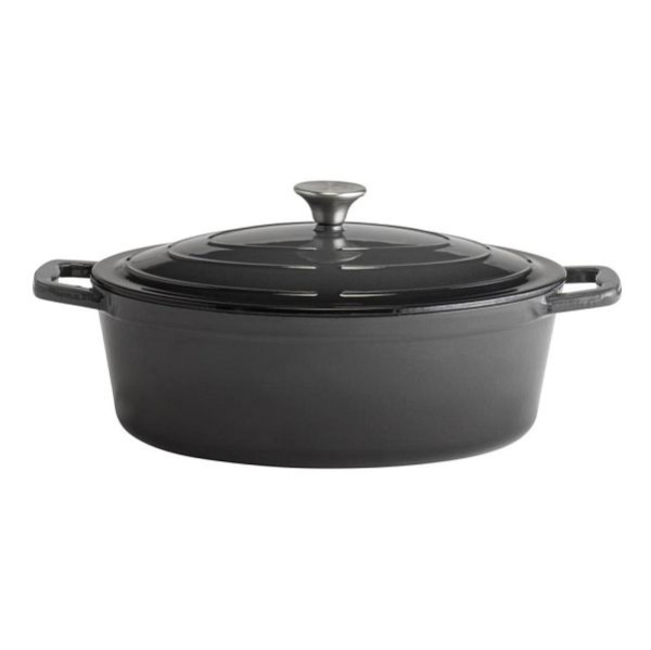Plat à rôtir APS avec couvercle "5 ÉTOILES", en fonte, adapté à l'induction, passe au four, avec support de couvercle, 33 x 25 cm, 5 litres, anthracite, 88309