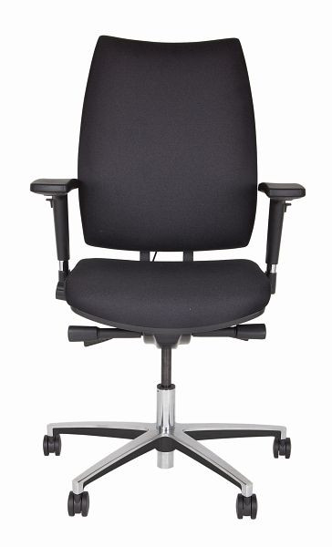 Chaise de bureau pivotante Bisley Upscale, rembourrée, base en aluminium poli, noir, DSU733