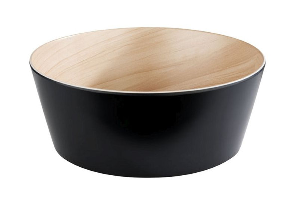 Bol APS -FRIDA-, Ø 26,5 cm, hauteur : 10,5 cm, mélamine, intérieur : aspect bois, extérieur : noir, 84614
