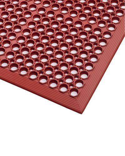 Tapis de sécurité ergonomique DENIOS ST 9.15 pour zones humides, rouge, 90 x 150 cm, 123-363