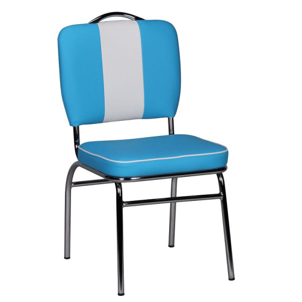 Chaise de salle à manger Wohnling Elvis American Diner années 50 rétro bleu blanc, WL1.717