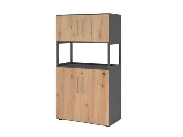 Armoire combinée Hammerbacher, 4OH, graphite/chêne astre, VFW48K5RG/G/R/BS