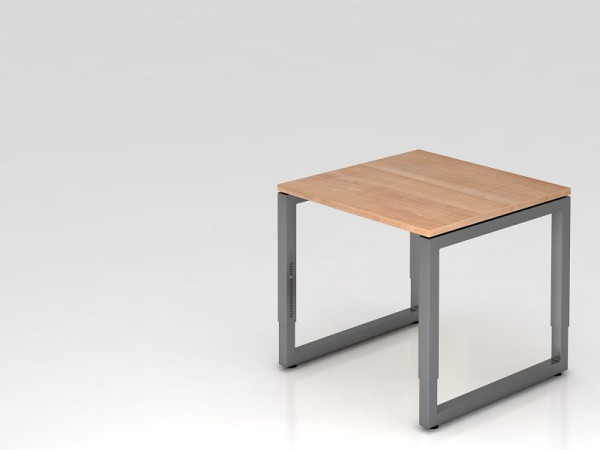 Bureau Hammerbacher O-foot carré 80x80cm noyer/graphite, forme rectangulaire avec plateau flottant, VRS08/N/G