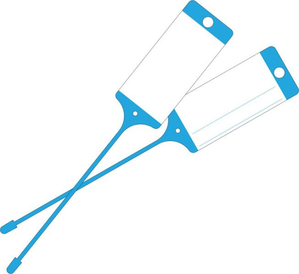 Etiquette de marchandises Eichner en PP résistant aux intempéries avec champ d'étiquetage neutre, bleu, UE : 100 pièces, 9219-00776