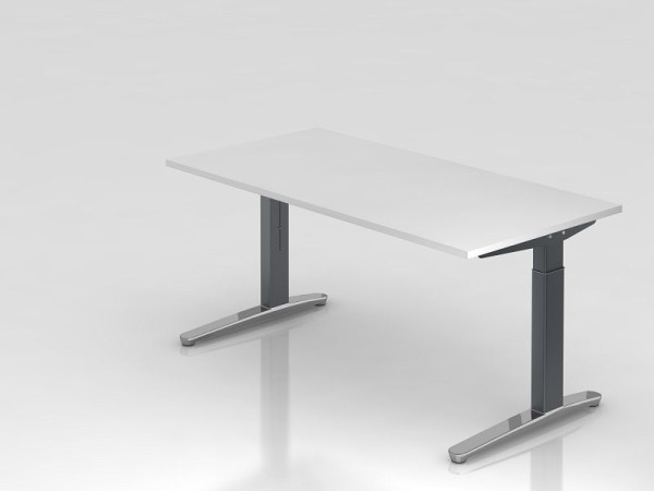 Bureau Hammerbacher pied C 160x80cm blanc/graphite (poli), forme rectangulaire, VXB16/W/GC