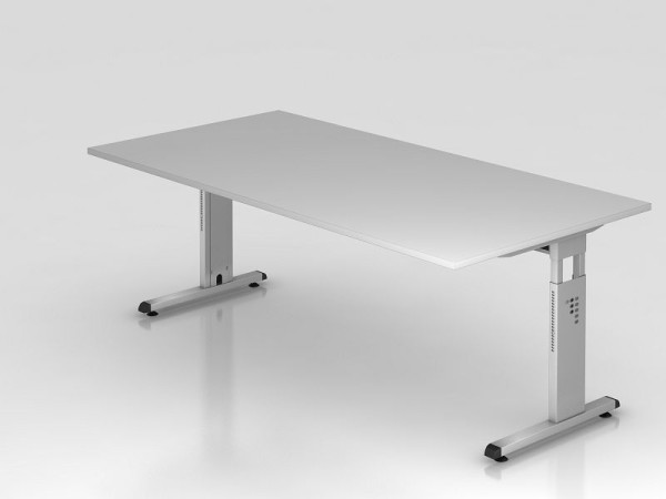 Bureau Hammerbacher pied C 200x100cm gris/argent, hauteur de travail 65-85 cm, VOS2E/5/S